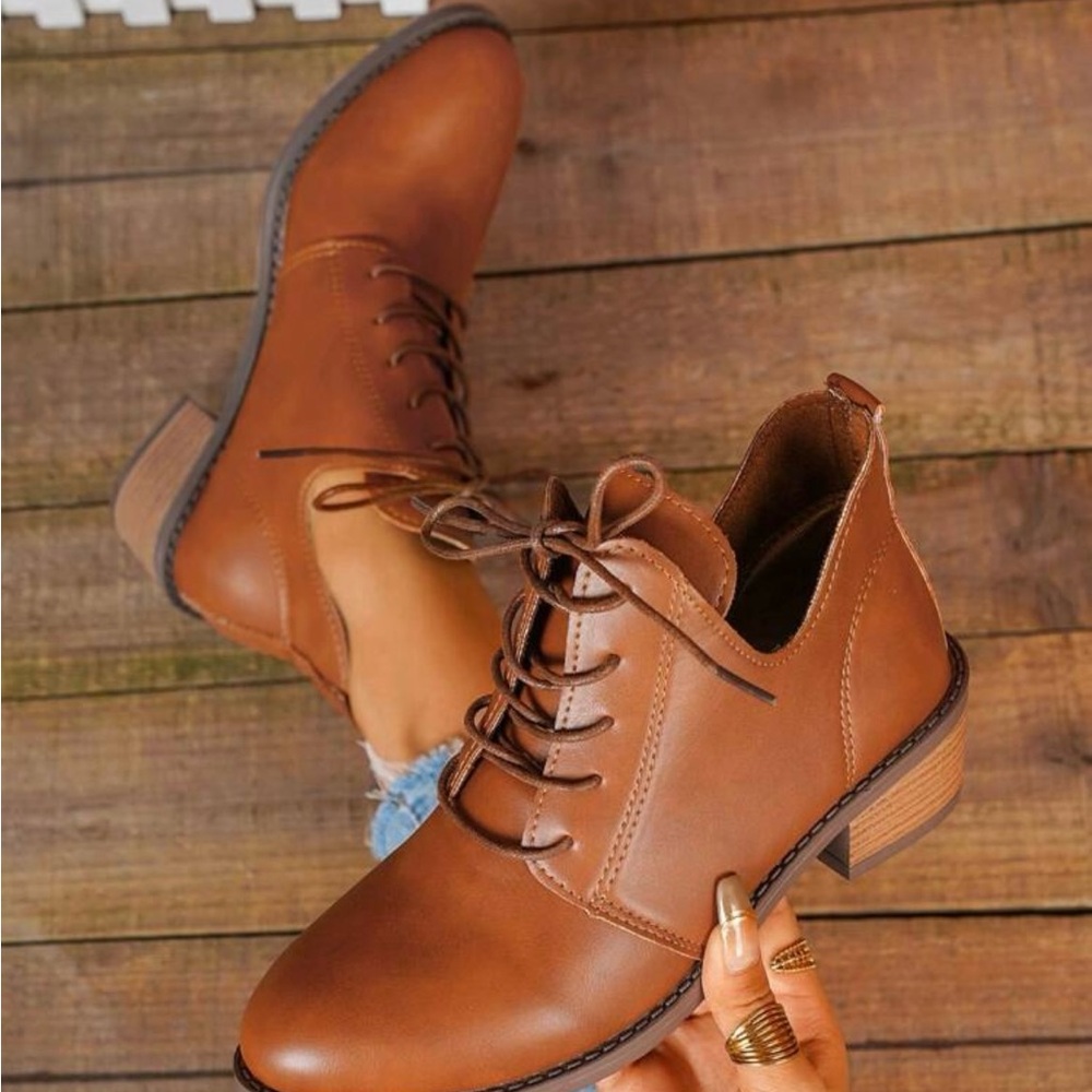 NWT SHEIN Tan Lace-Up Boots for Women